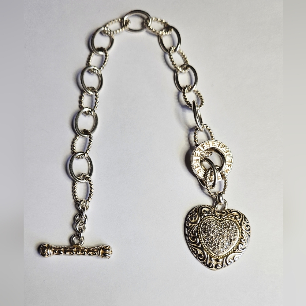 🎁EFFY Silver And 18k Yellow Gold Diamond Bracelet